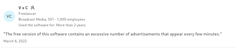 Viber user review noting concerns about spam messages and marketing